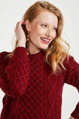 Supersoft Merino Aran Sweater in Éireann Red