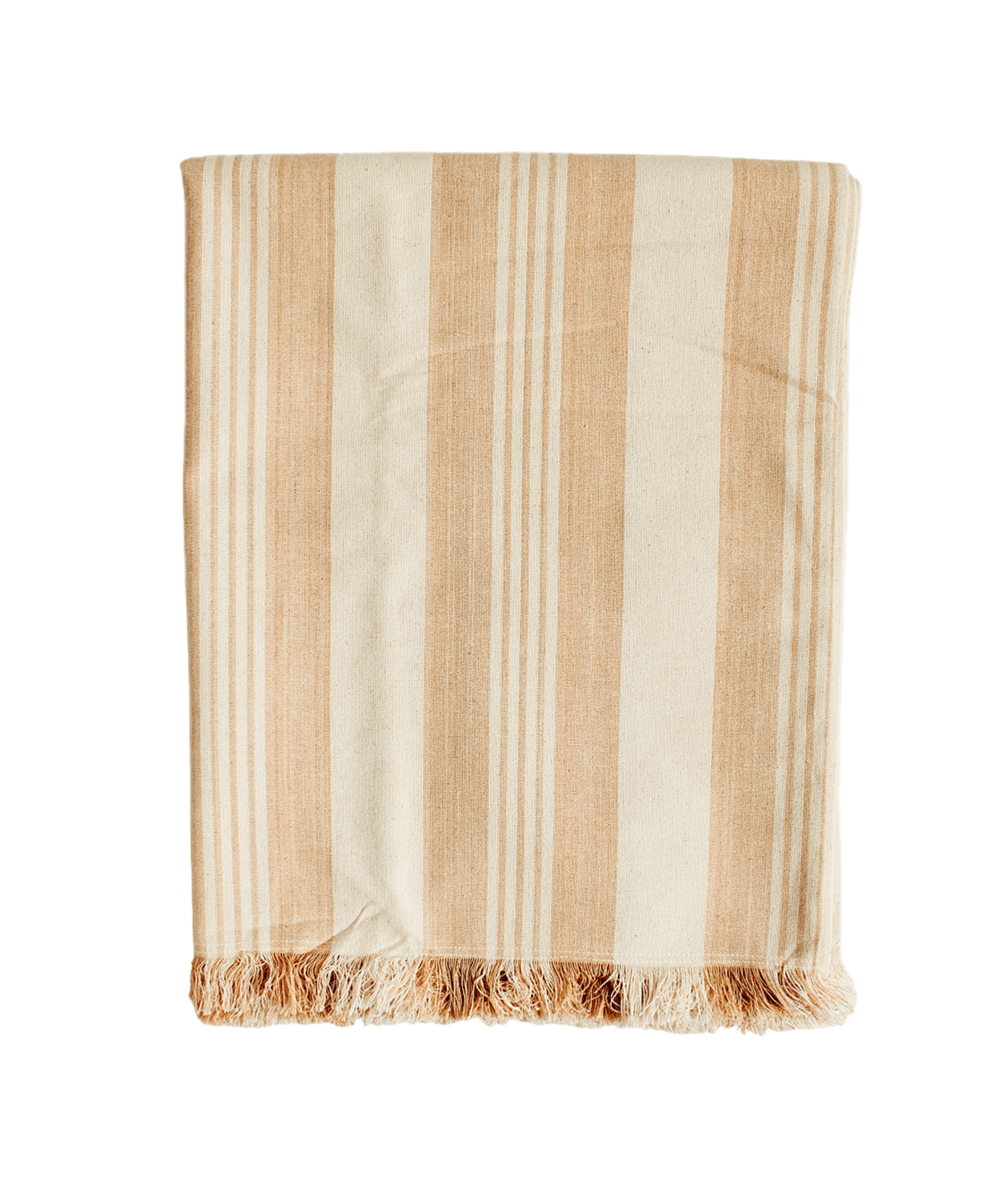Beige Stripe Organic Cotton Handwoven Throw - Faire Living
