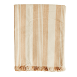 Beige Stripe Organic Cotton Handwoven Throw - Faire Living