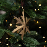 Gold Snowflake Ornament — Handcrafted Metal with Velvet Ribbon