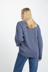 Pure Merino Aran Sweater in Inisheer Blue