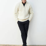 Pure Merino Ballycroy Aran Quarter Zip Sweater