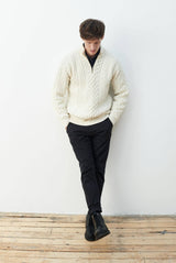 Pure Merino Ballycroy Aran Quarter Zip Sweater