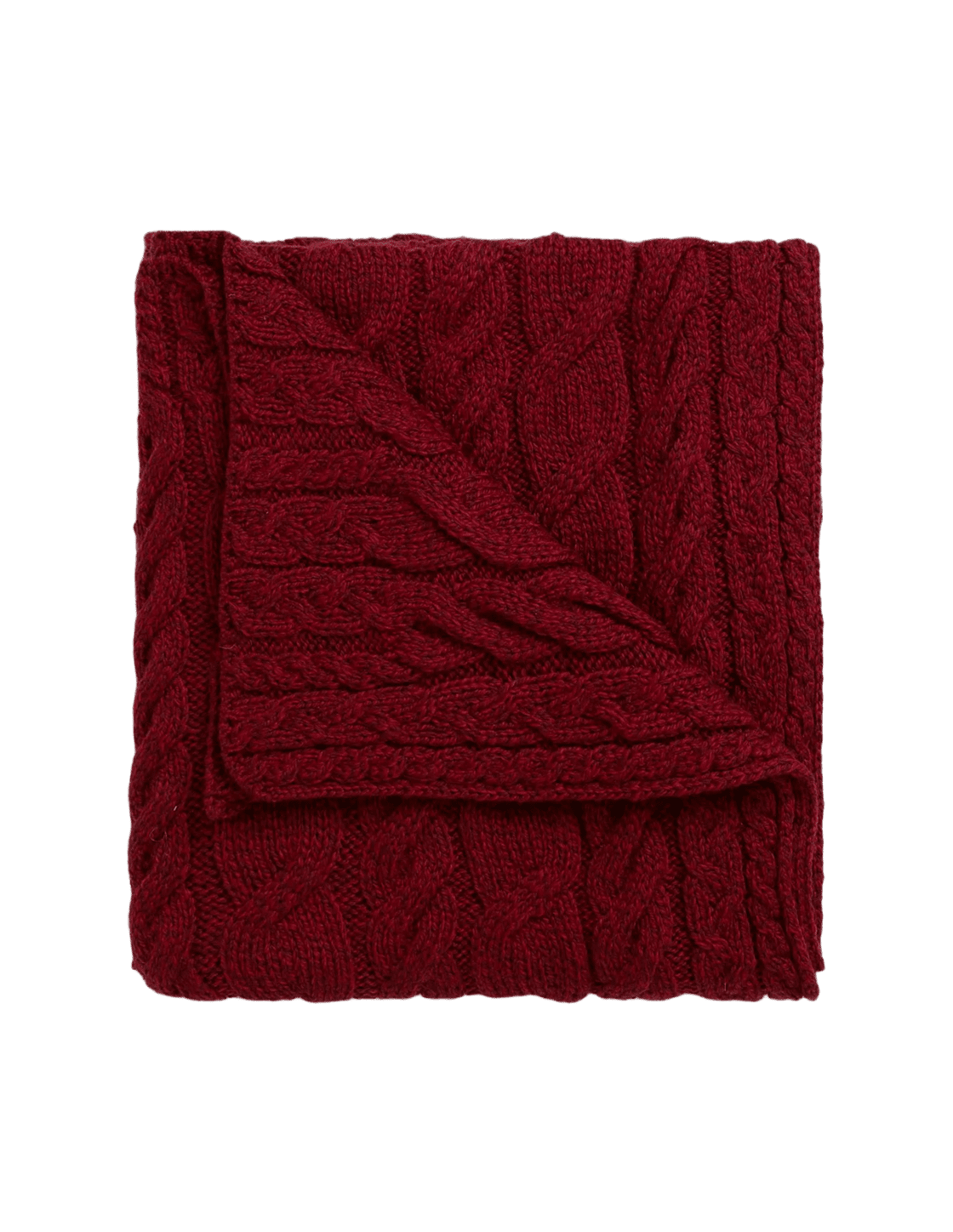 Irish Knit Aran Cable Throw in Red - Faire Living