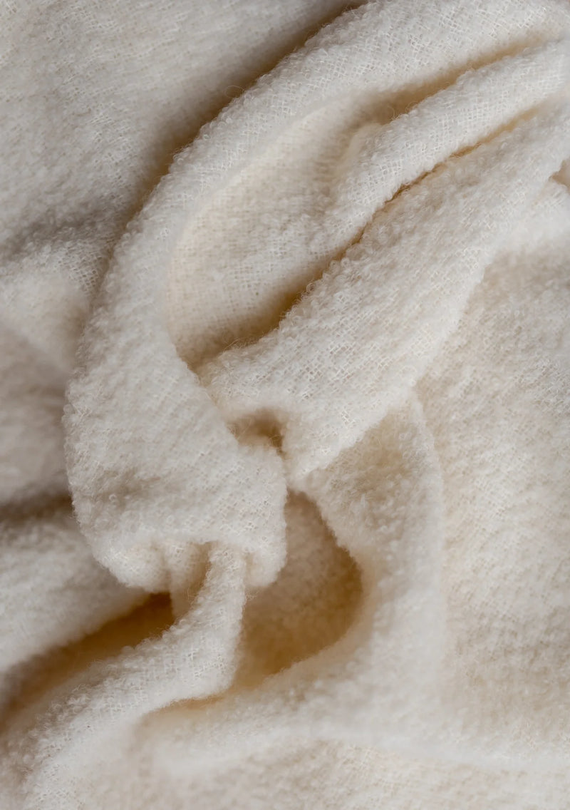 Alpaca Bouclé Oversized Scarf in Cream