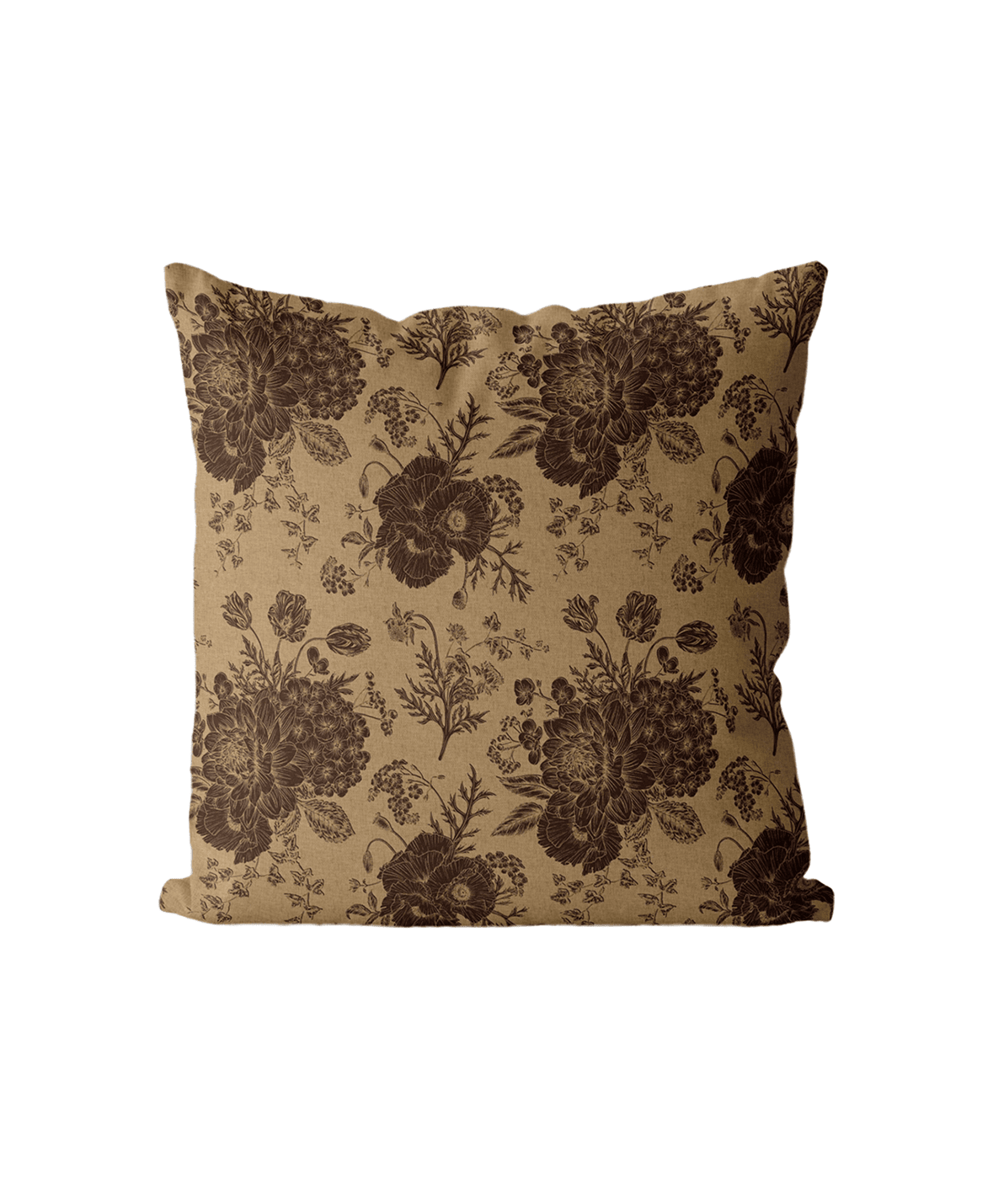 Chocolate Floral Cushion Cover | Organic Cotton Linen - Faire Living