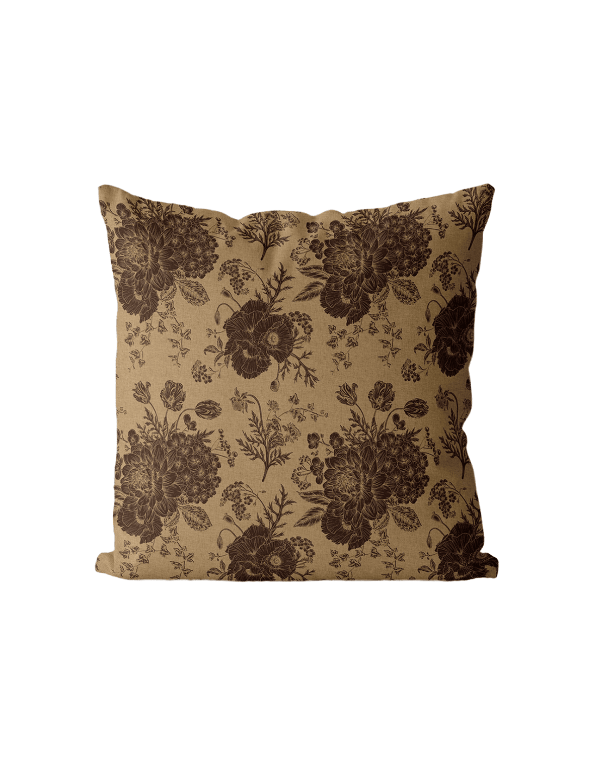 Chocolate Floral Cushion Cover | Organic Cotton Linen - Faire Living