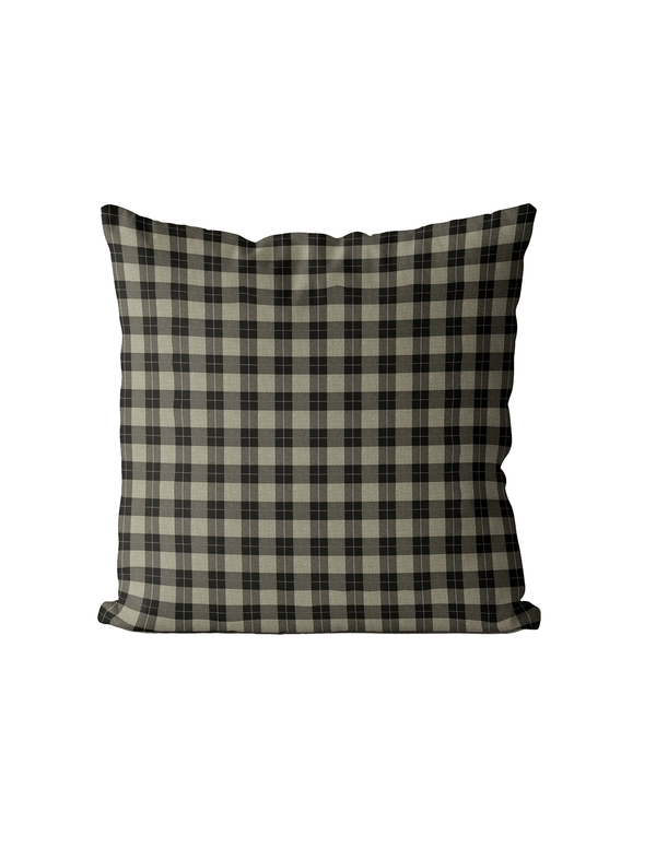 Black Gingham Cushion Cover | Organic Cotton Linen - Faire Living