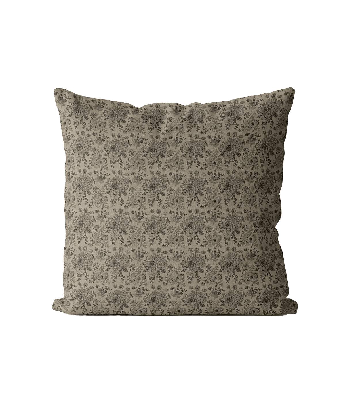 Greige Floral Cushion Cover | Organic Cotton Linen - Faire Living