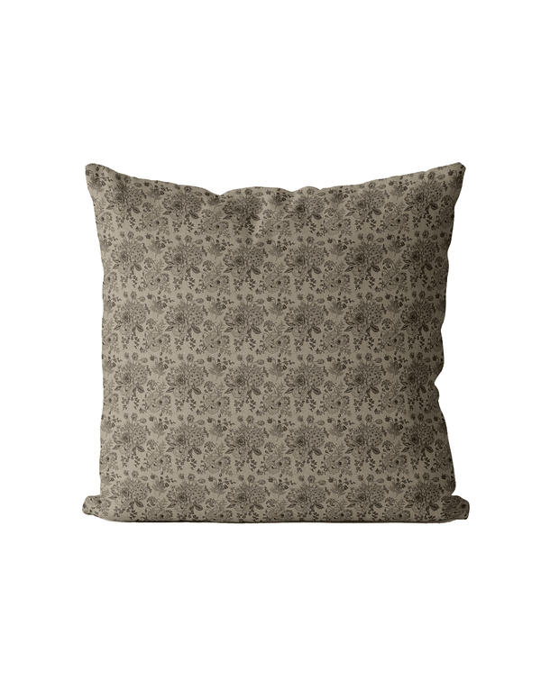 Greige Floral Cushion Cover | Organic Cotton Linen - Faire Living