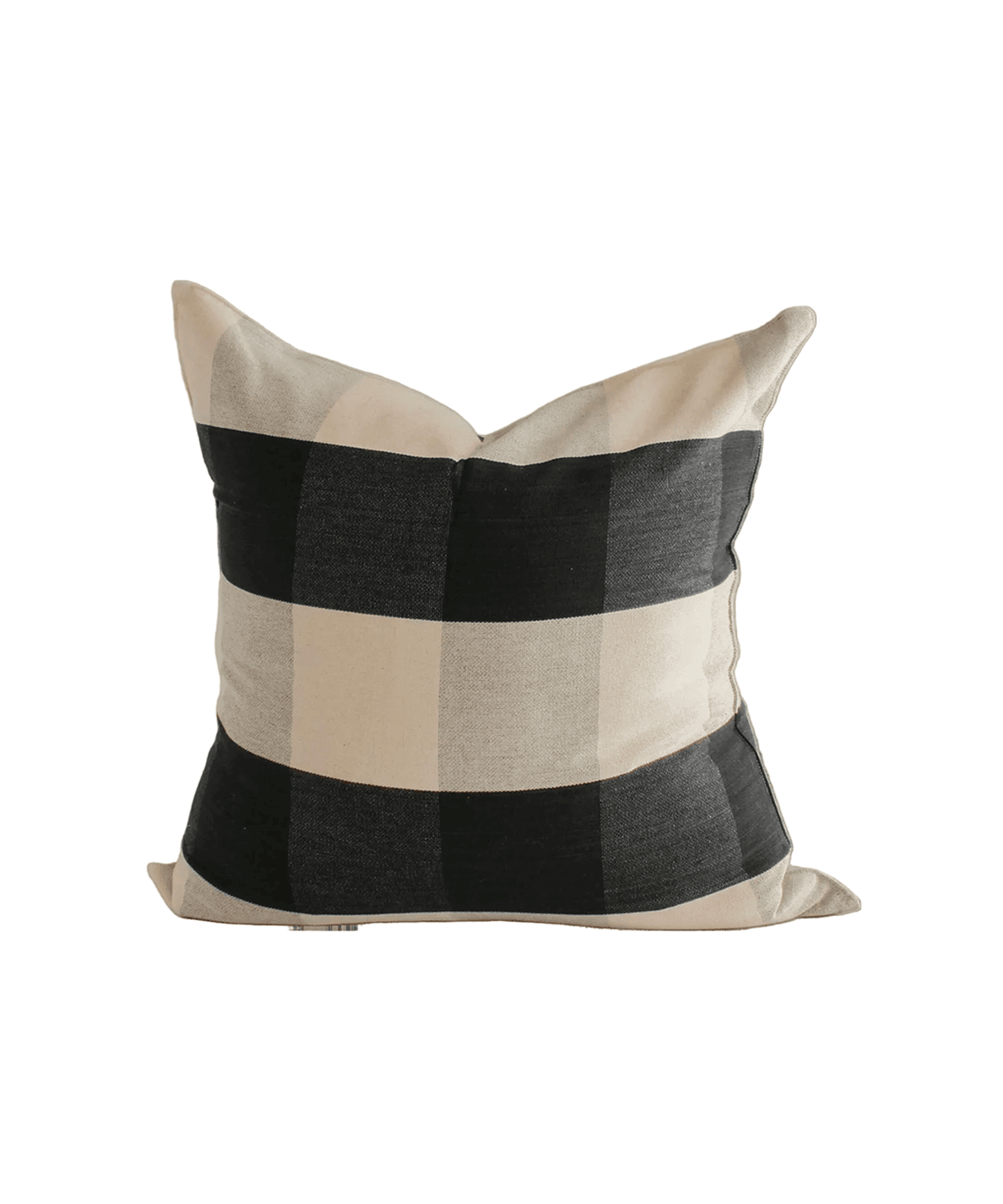 Black Gingham Handwoven Cotton Cushion - Faire Living