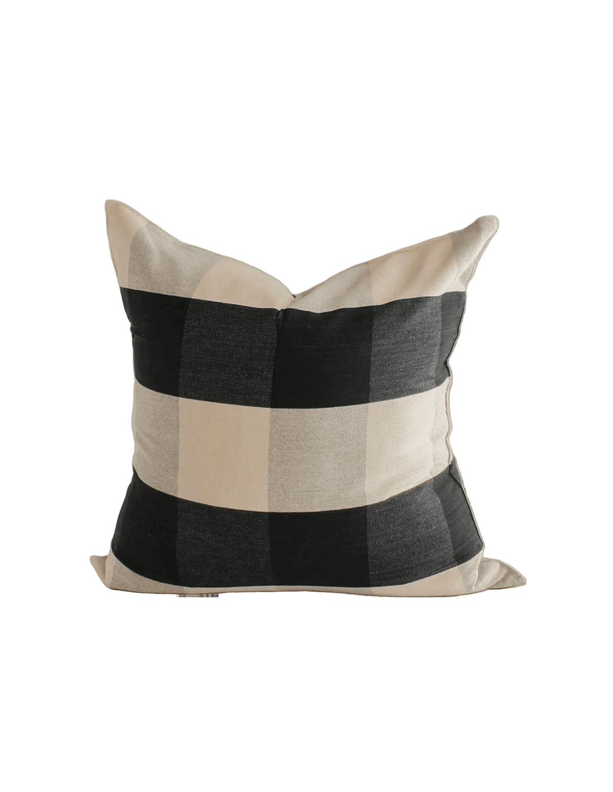 Black Gingham Handwoven Cotton Cushion - Faire Living