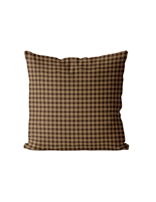 Chocolate Gingham Cushion Cover | Organic Cotton Linen - Faire Living