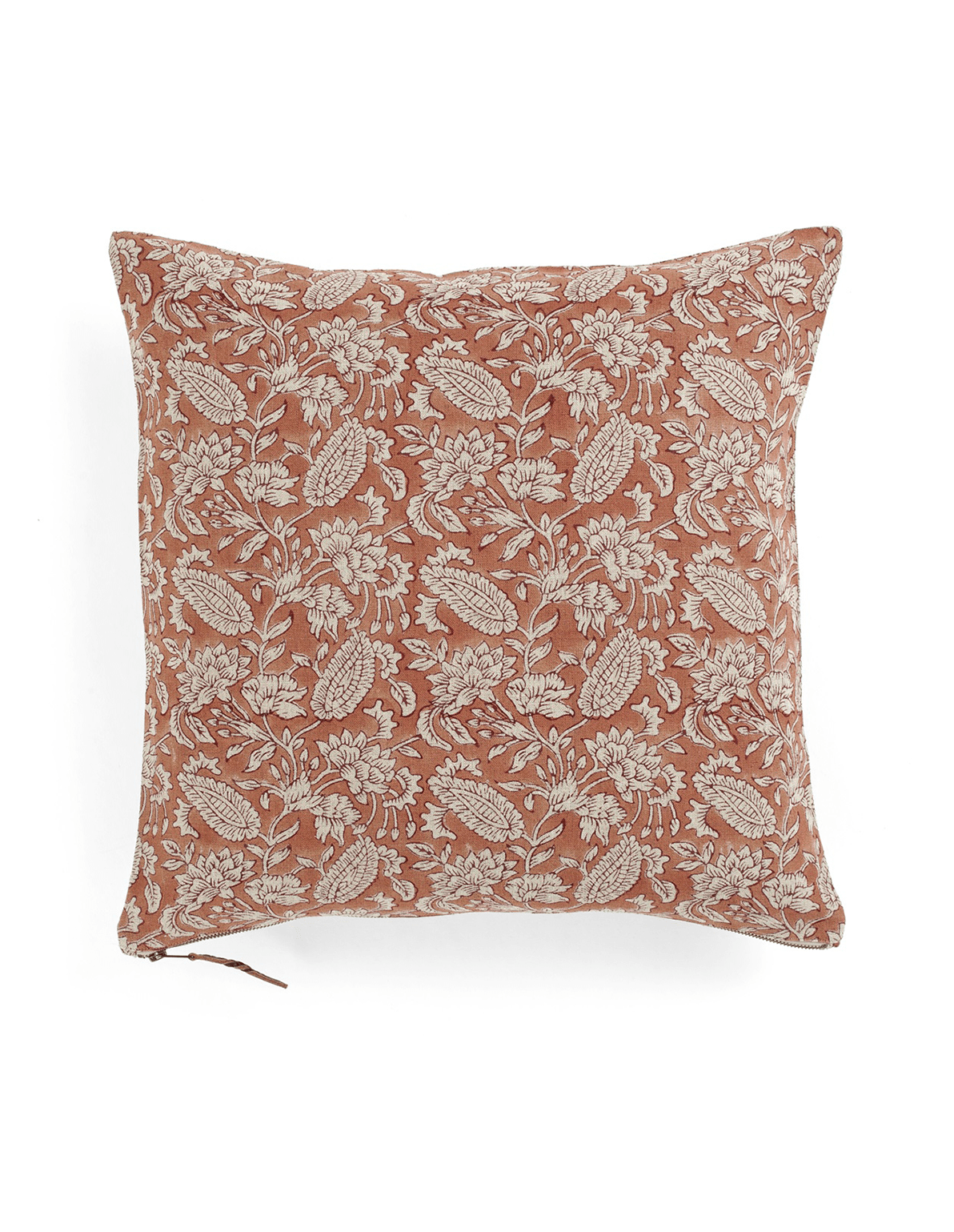 Terracotta Floral Linen Cushion Cover - Faire Living