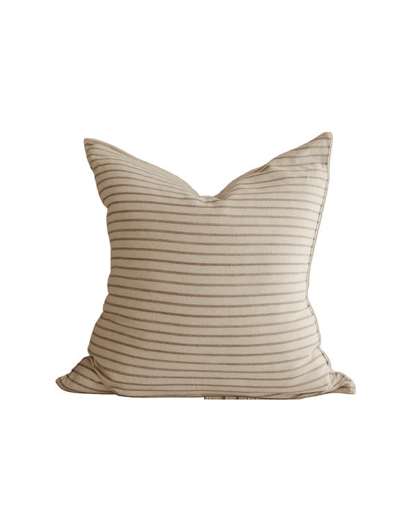 Greige Stripe Handwoven Cotton Cushion - Faire Living