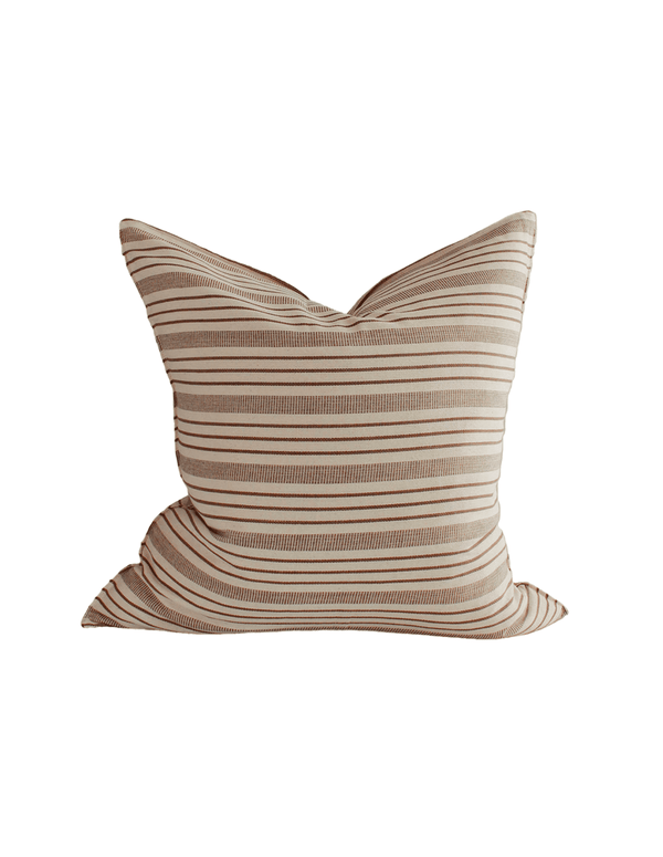 Chocolate Stripe Handwoven Cotton Cushion - Faire Living