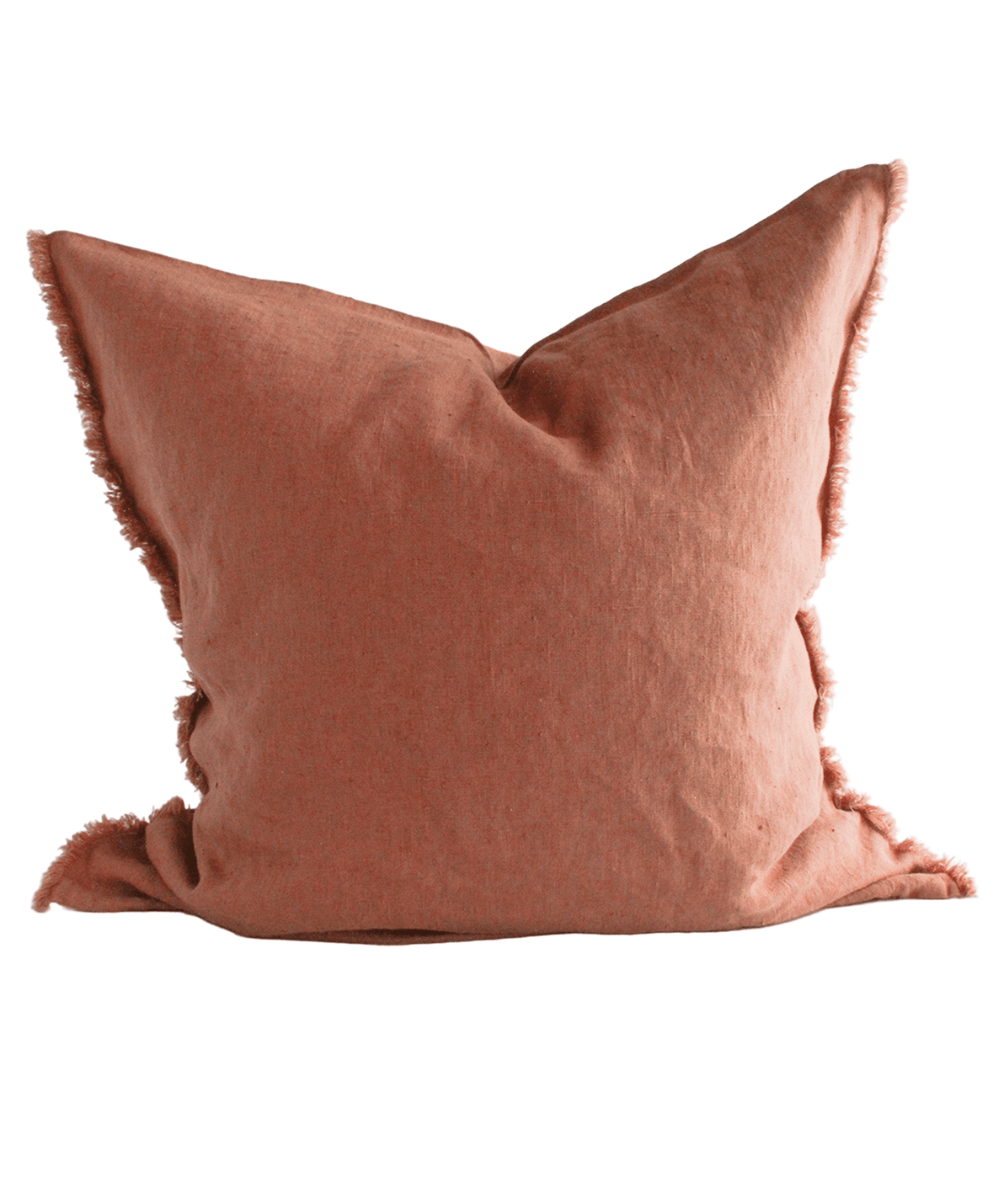 Linen Cushion Cover Terracotta Fringe 26x26 - Faire Living