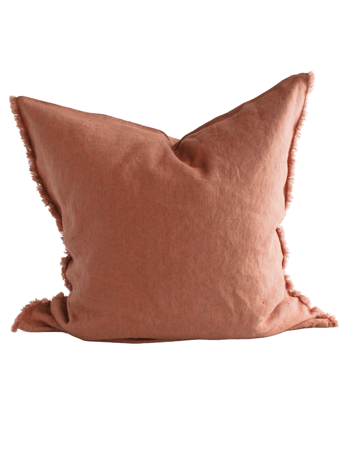 Linen Cushion Cover Terracotta Fringe 26x26 - Faire Living