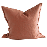 Linen Cushion Cover Terracotta Fringe 26x26 - Faire Living