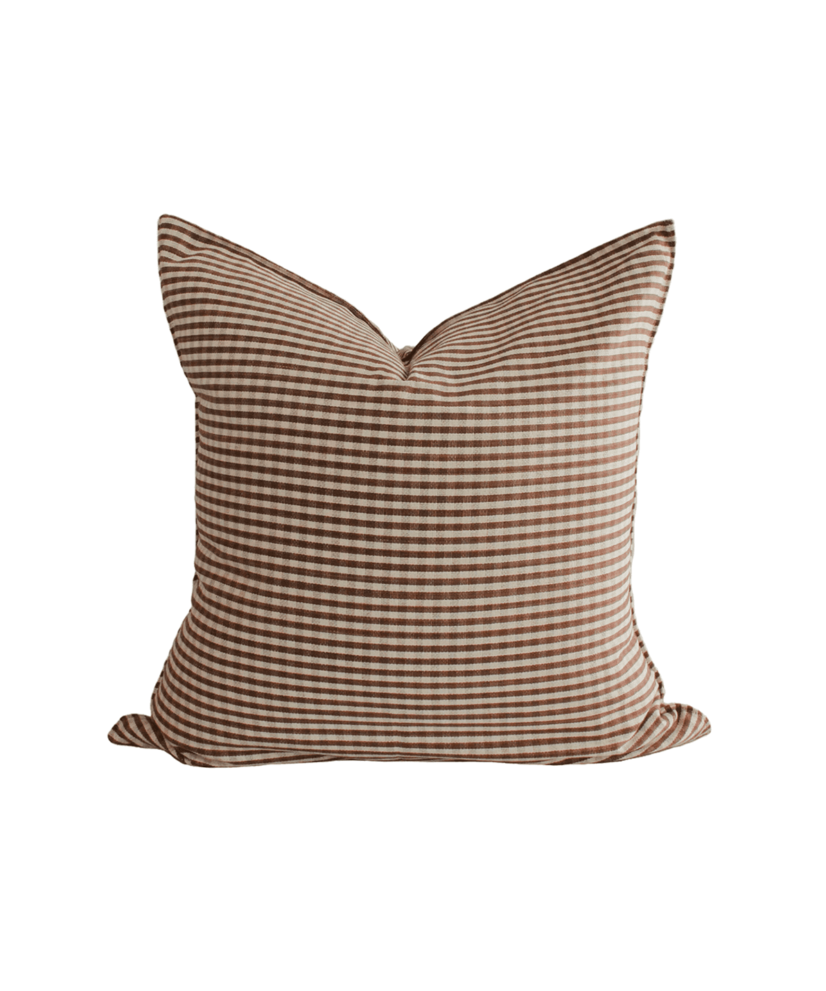 Chocolate Gingham Handwoven Cotton Cushion - Faire Living