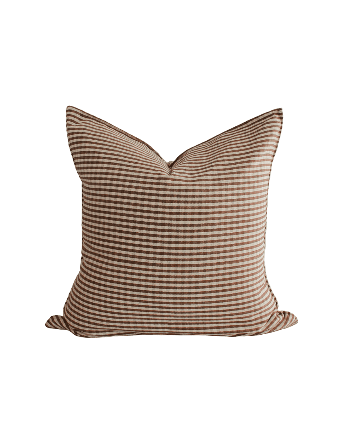 Chocolate Gingham Handwoven Cotton Cushion - Faire Living