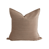 Chocolate Gingham Handwoven Cotton Cushion - Faire Living