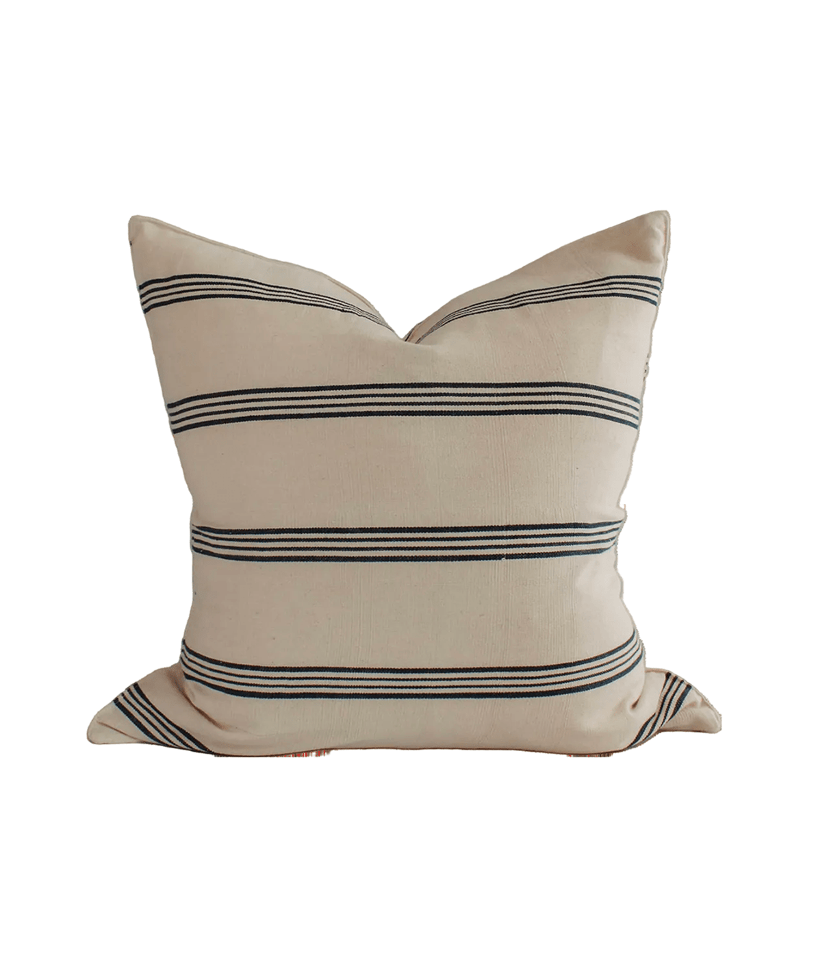 Navy Stripe Handwoven Cotton Cushion - Faire Living