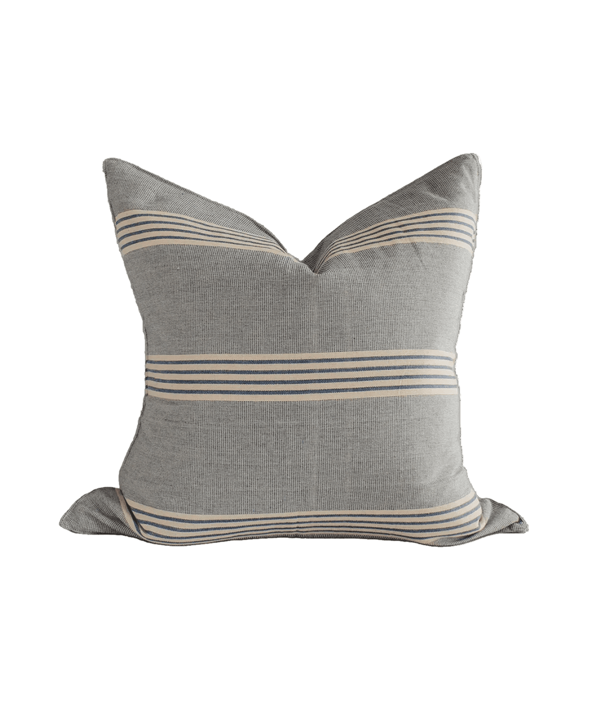 Blue Stripe Handwoven Cotton Cushion - Faire Living