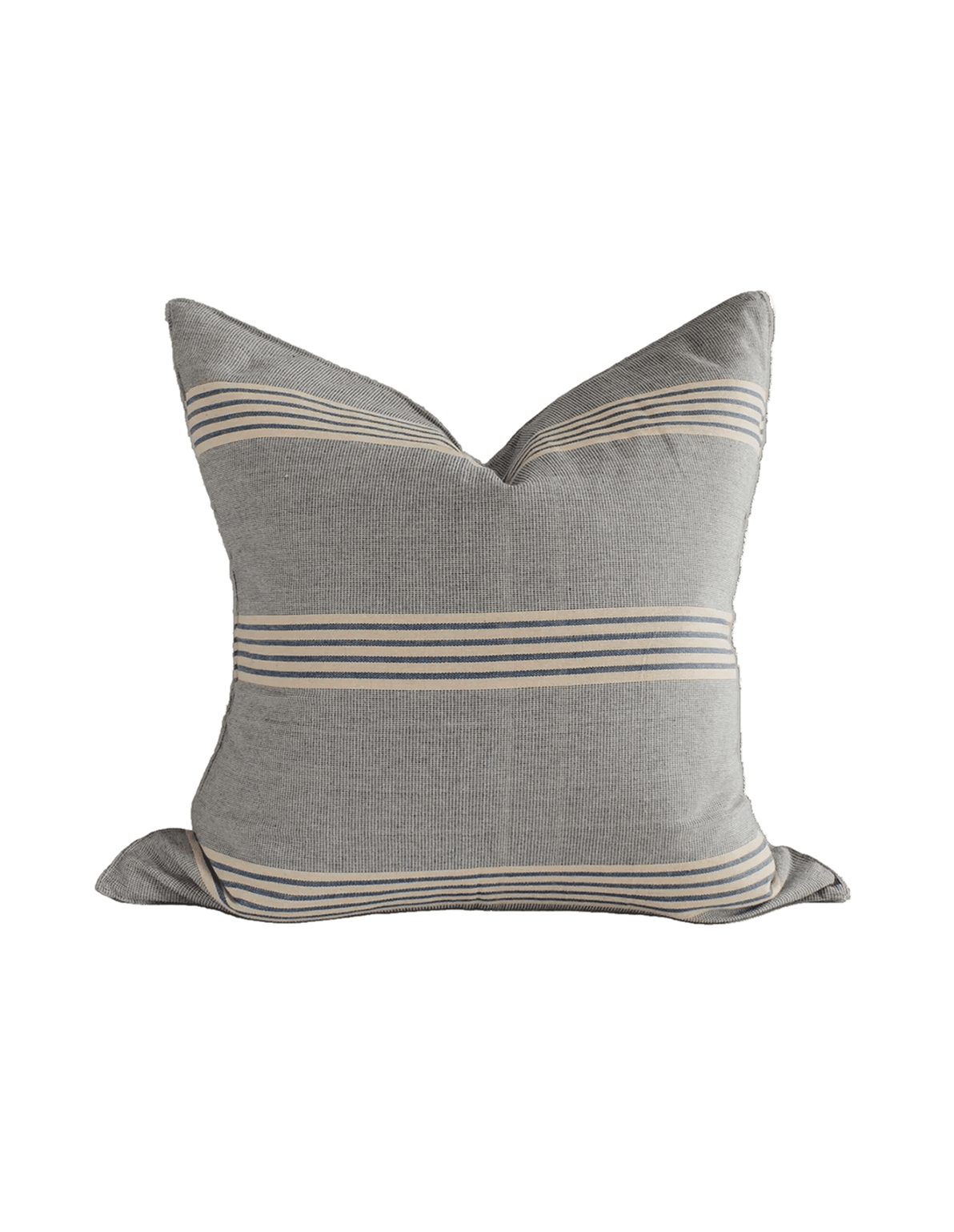 Blue Stripe Handwoven Cotton Cushion - Faire Living
