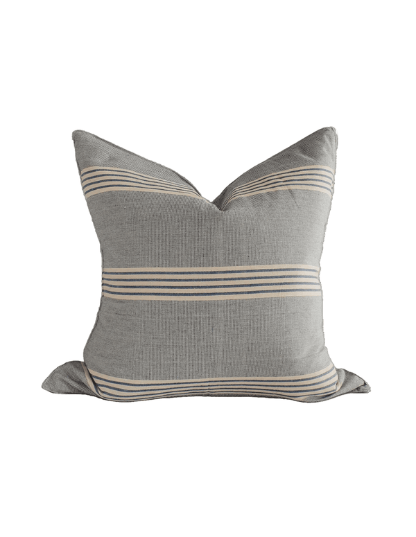 Blue Stripe Handwoven Cotton Cushion - Faire Living