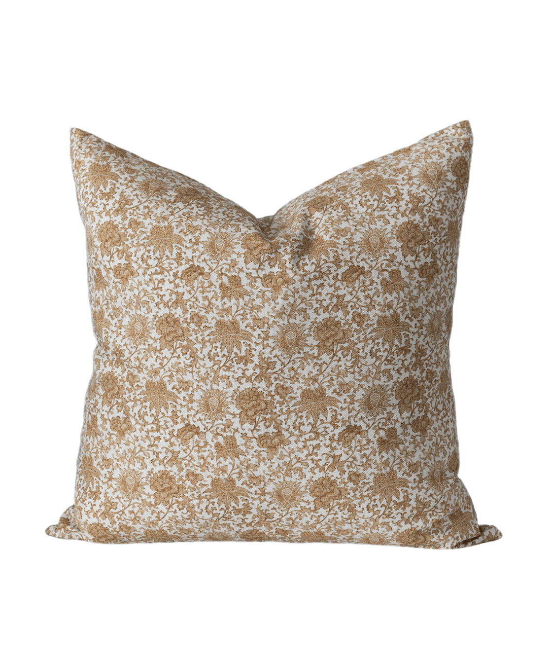 Caramel Floral Cotton Linen Pillow Cover - Faire Living