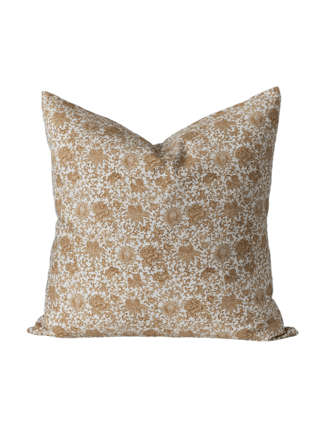 Caramel Floral Cotton Linen Pillow Cover - Faire Living
