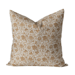 Caramel Floral Cotton Linen Pillow Cover - Faire Living