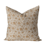 Caramel Floral Cotton Linen Pillow Cover - Faire Living