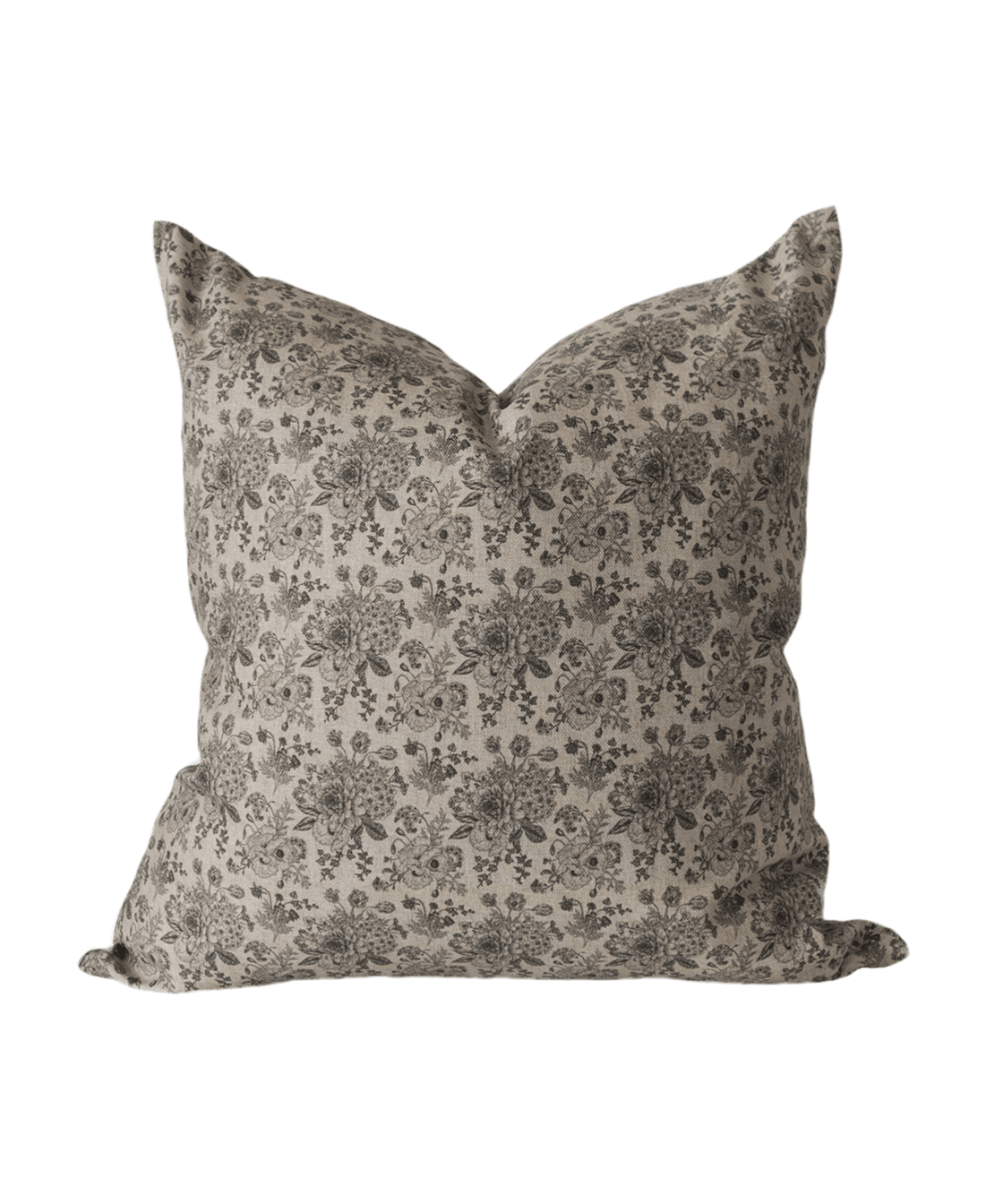 Brown Floral Cotton Linen Pillow Cover - Faire Living