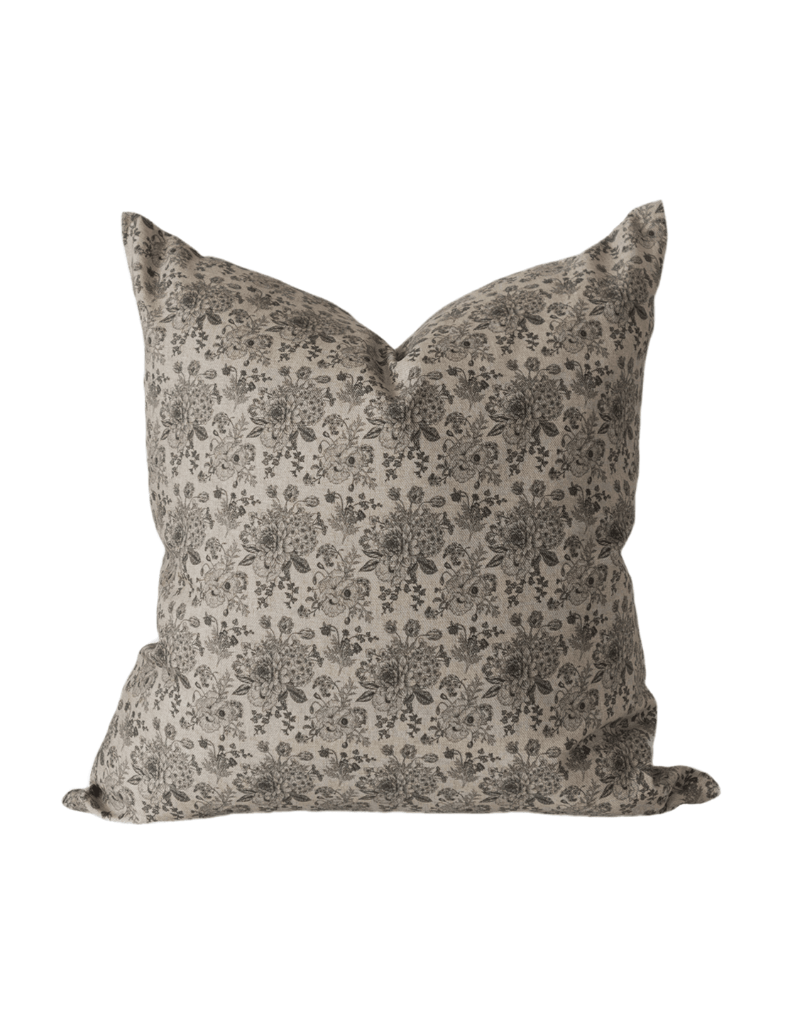 Brown Floral Cotton Linen Pillow Cover - Faire Living
