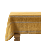 Amber Bronze Stripes Linen Tablecloth - Faire Living