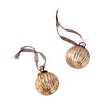 2" Champagne Ribbed Glass Bauble Ornament - Faire Living