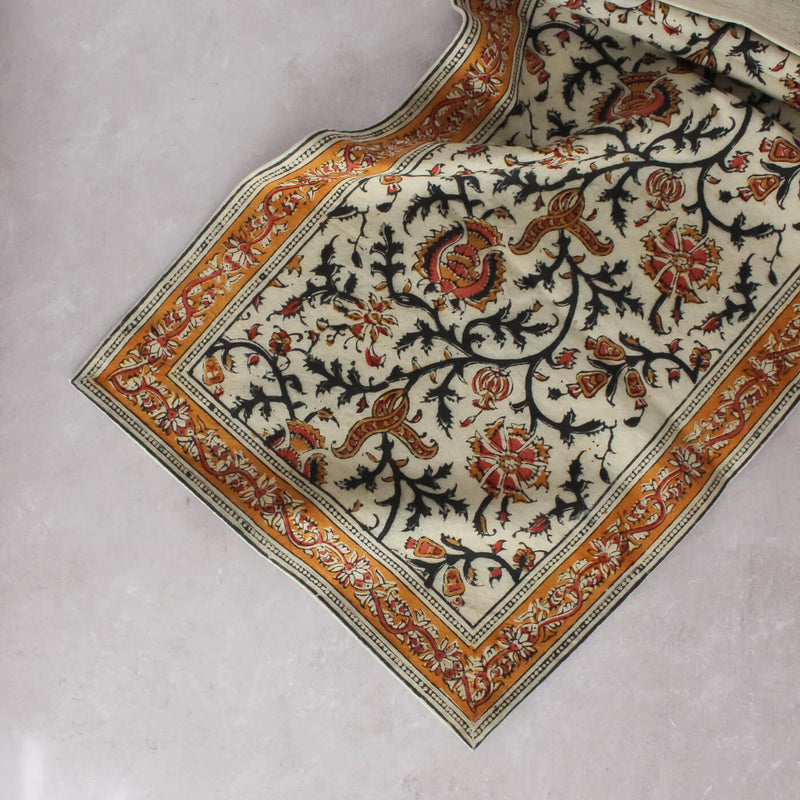 Gold & Rose Kalamkari Table Runner