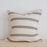 20" Blue Stripe I Handwoven Cotton Cushion Cover