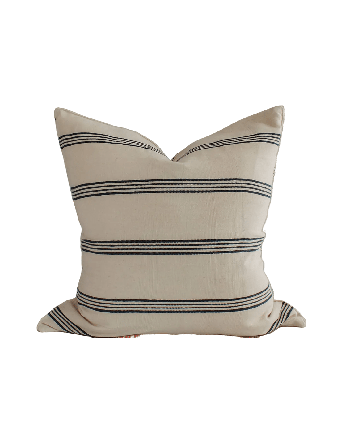 Navy Stripe Handwoven Cotton Cushion - Faire Living
