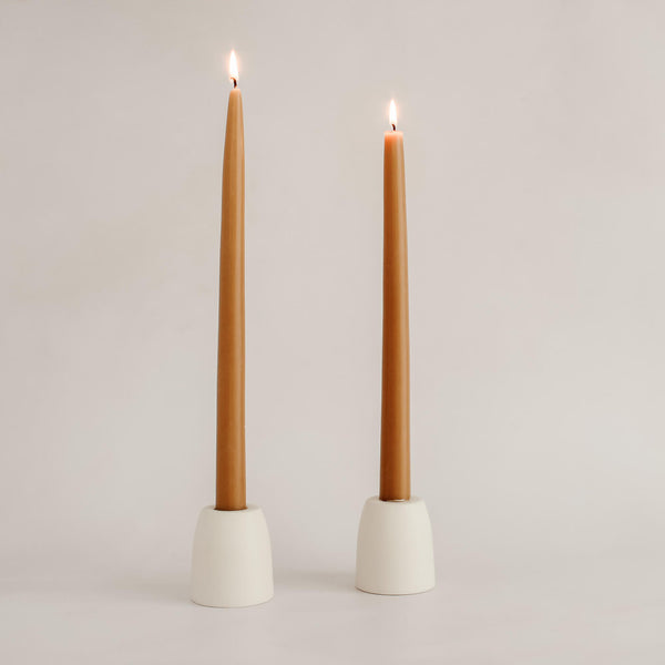 Ceramic Candlestick in Matte Ivory
