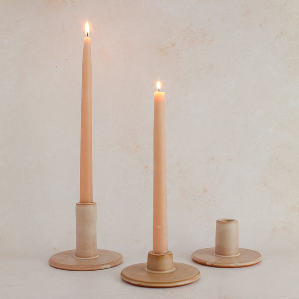 Eliana Terracotta Pedestal Candlesticks handmade in Spain