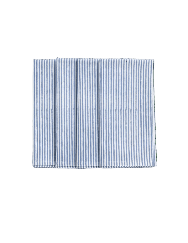 Cornflower Stripe Cotton Napkin Set 4 - Faire Living