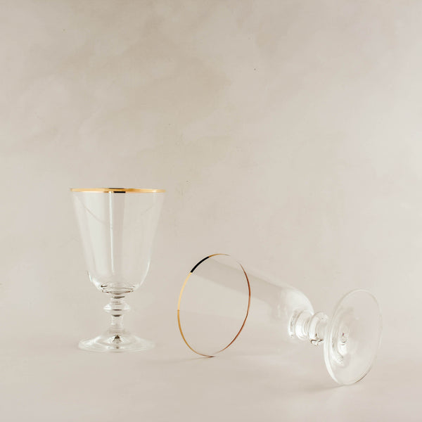 Gold Fluted Czech Wine Glasses