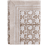 Brown Floral Cotton Block Print Tablecloth - Faire Living