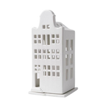 Delft Blue bell gable house porcelain tealight holder with blue ribbon