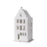 Delft Blue stepped gable house porcelain tealight holder with blue ribbon