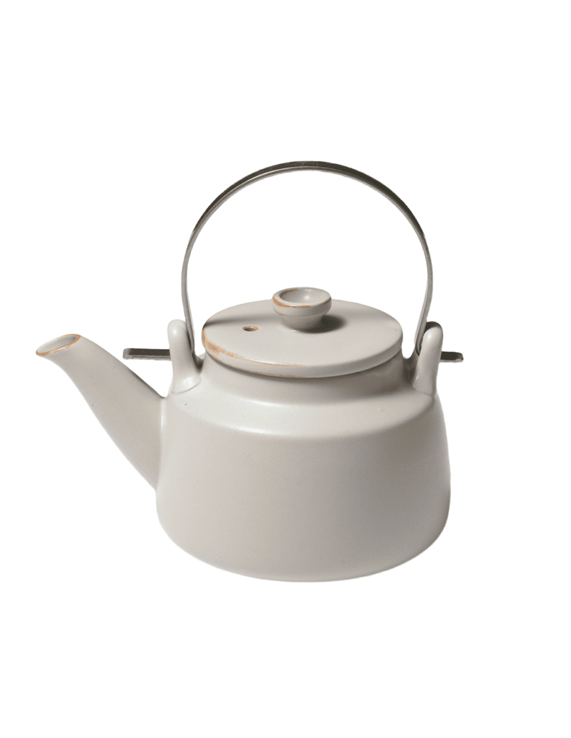 Pre - Order Grey Japanese Porcelain Teapot with Metal Handle and Mesh Strainer - Faire Living