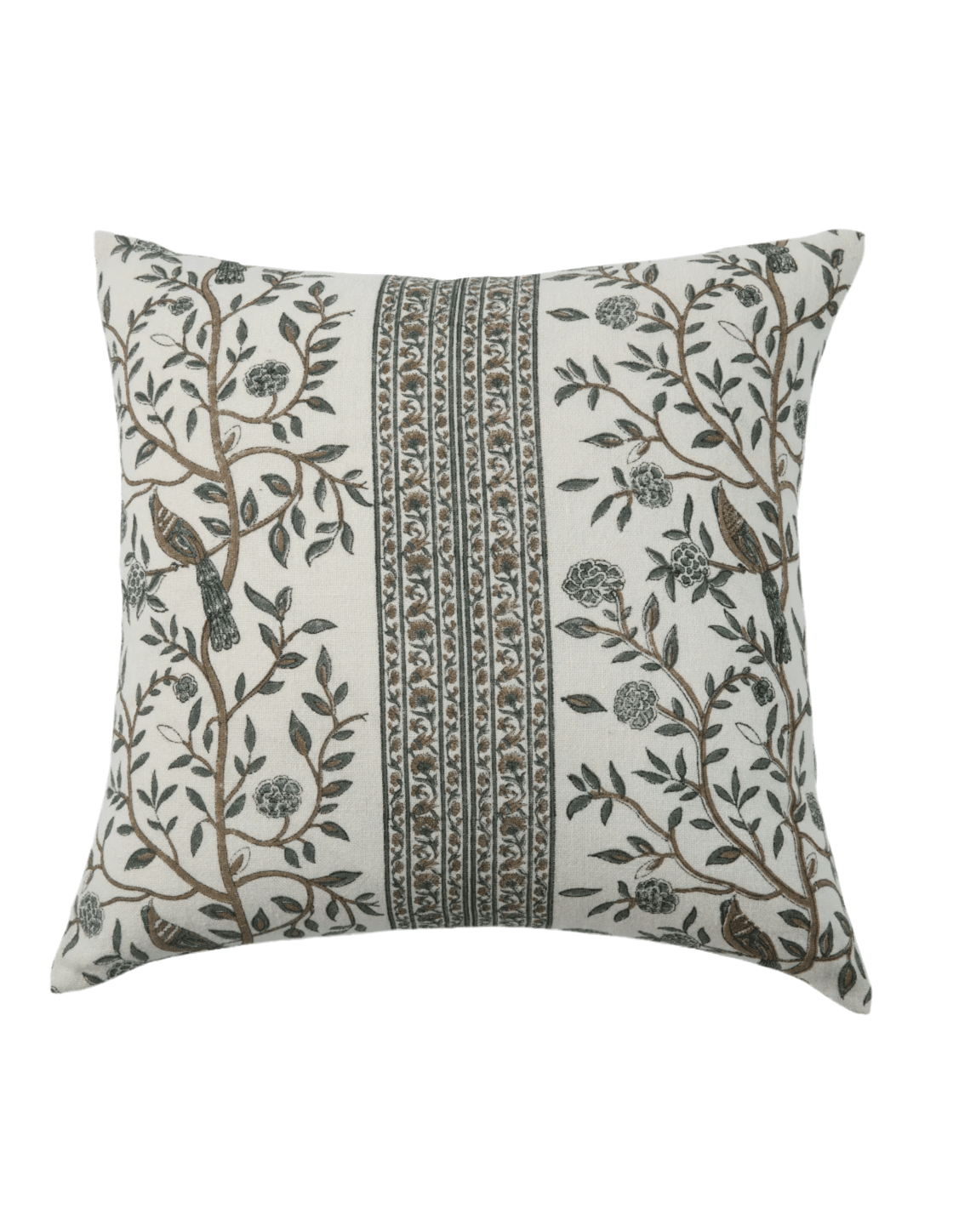 22x22 Chriya Azur Linen Blockprint Pillow - Faire Living